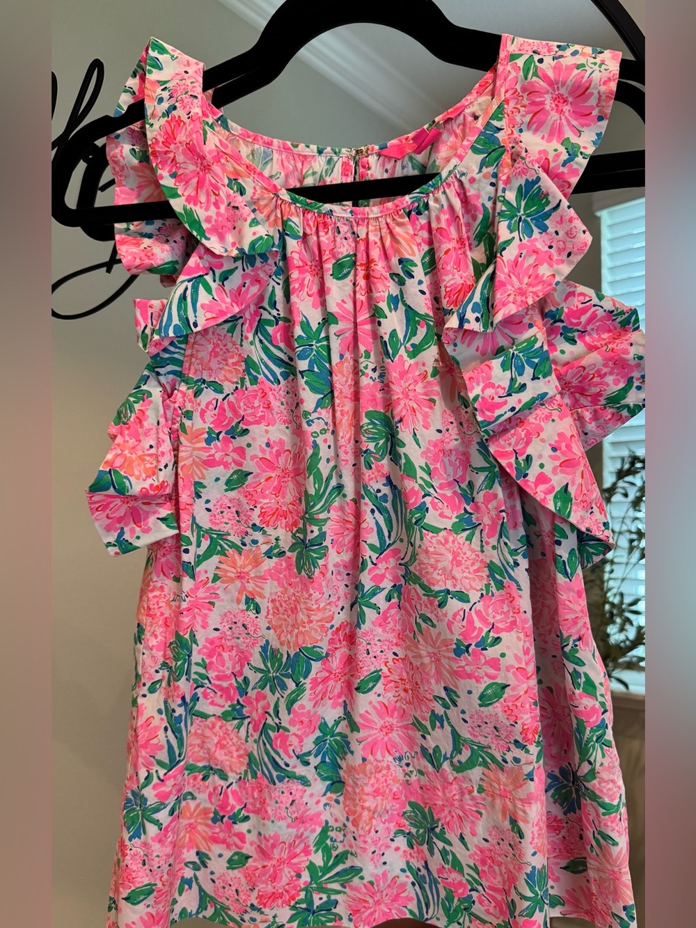 Pink Floral Ruffle Top